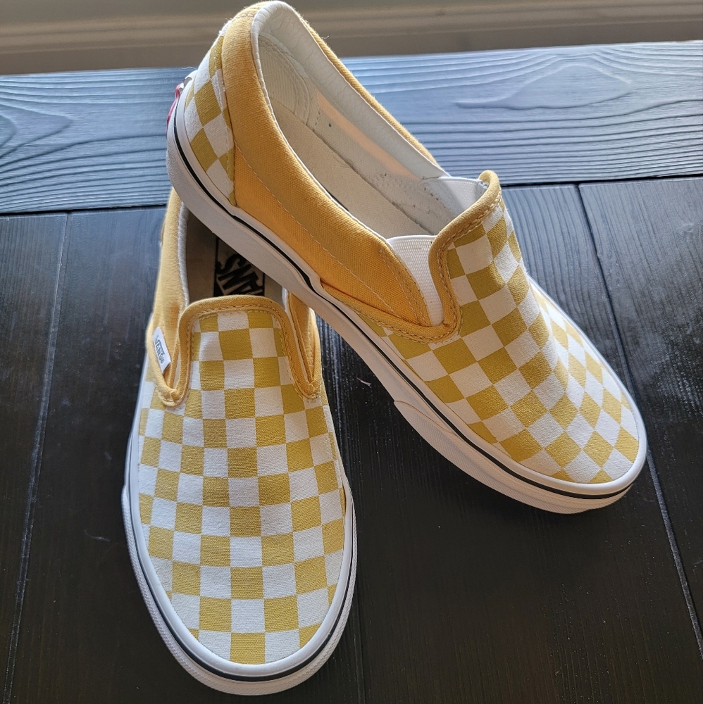 Vans slip on yellow checkerboard 6.5